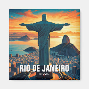 Rio de Janeiro Christ the Redeemer Sunset Magnet