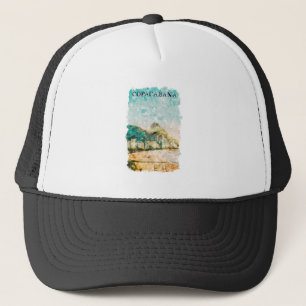 Rio de Janeiro Copacabana Beach Painting Trucker Hat