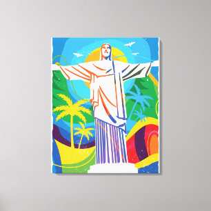 Rio de Janeiro Cristo Redentor Brazil Colourful Canvas Print