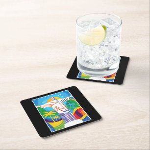 Rio de Janeiro Cristo Redentor Brazil Colourful Square Paper Coaster