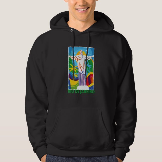 Rio de Janeiro Cristo Redentor Brazil Skyline Silh Hoodie (Front)