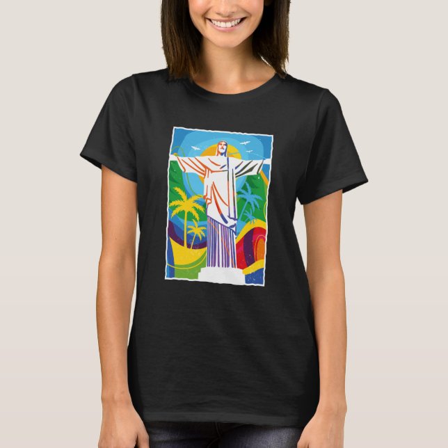 Rio de Janeiro Cristo Redentor Brazil Skyline Silh T-Shirt (Front)