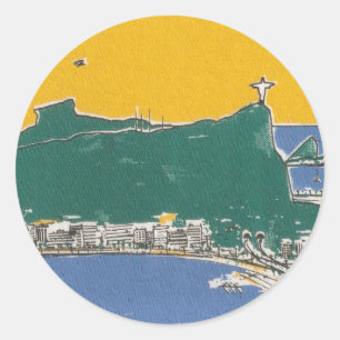 Rio De Janeiro green and yellow Classic Round Sticker