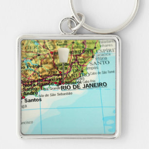 Rio de Janeiro Map Key Ring