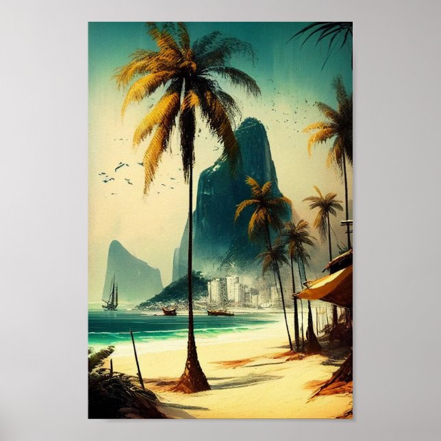 Rio de Janeiro, Palm Trees Wall Art Poster  (Front)