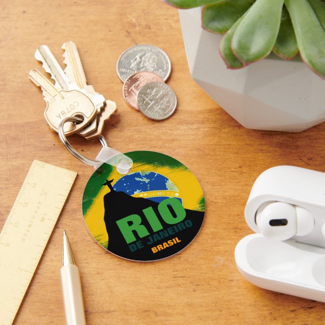Rio de Janeiro RJ - Brasil flag Key Ring (Desk)