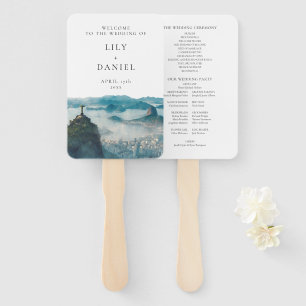 Rio de Janeiro Skyline Wedding Program Hand Fan