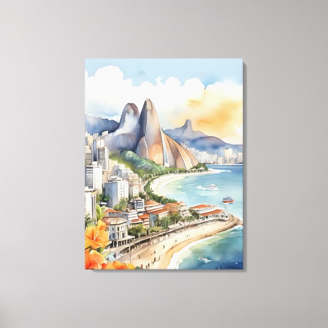 Rio De Janeiro watercolor art Canvas Print (Front)