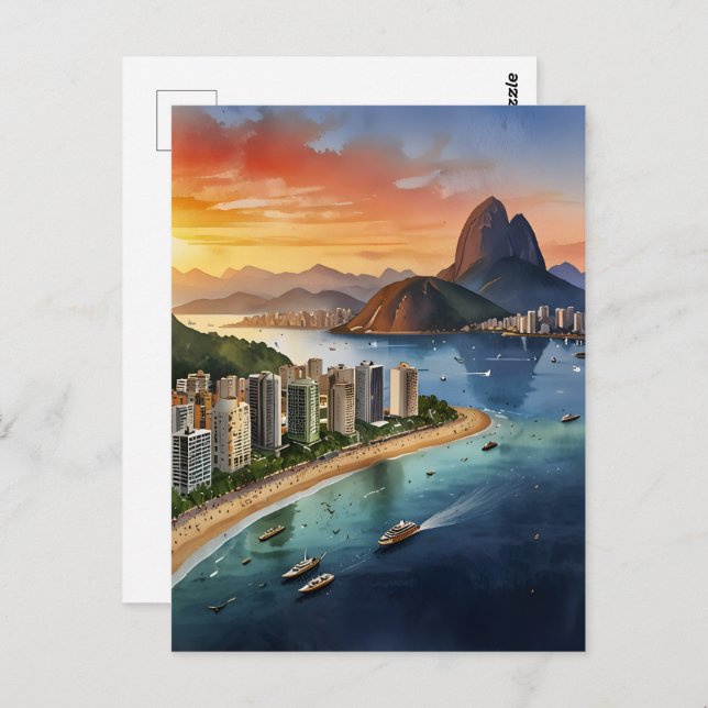 Rio De Janeiro watercolor art Postcard (Front/Back)