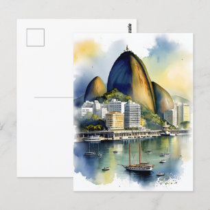 Rio De Janeiro watercolor art Postcard