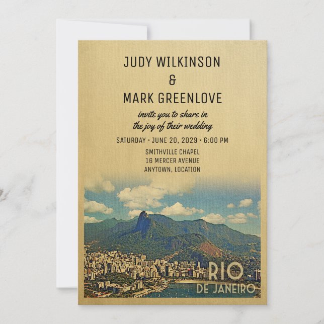 Rio de Janeiro Wedding Invitation Brazil (Front)
