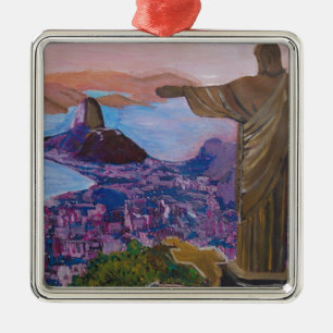 Rio De Janeiro With Christ The Redeemer Metal Tree Decoration