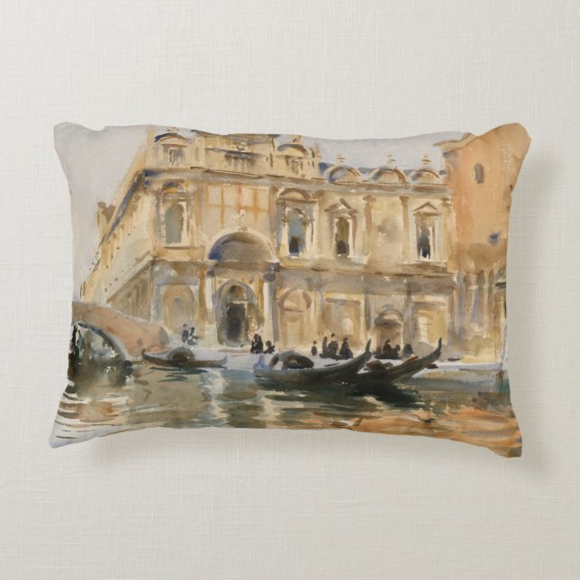 Rio dei Mendicanti, Venice by John Singer Sargent Decorative Cushion (Back)