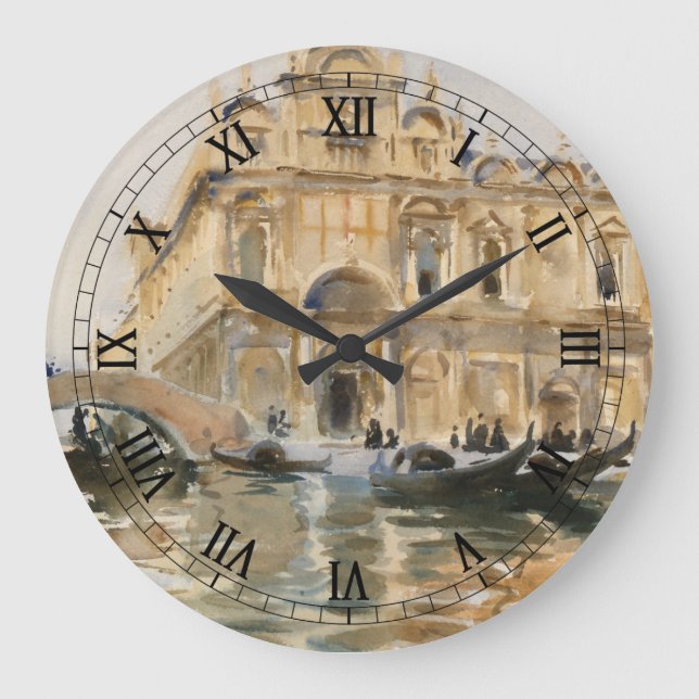 Rio dei Mendicanti, Venice by John Singer Sargent Large Clock (Front)