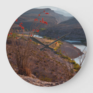 Rio Grande Running Through Chihuahuan Desert Large Clock