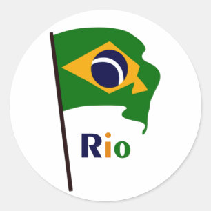 Rio, multicolored text classic round sticker