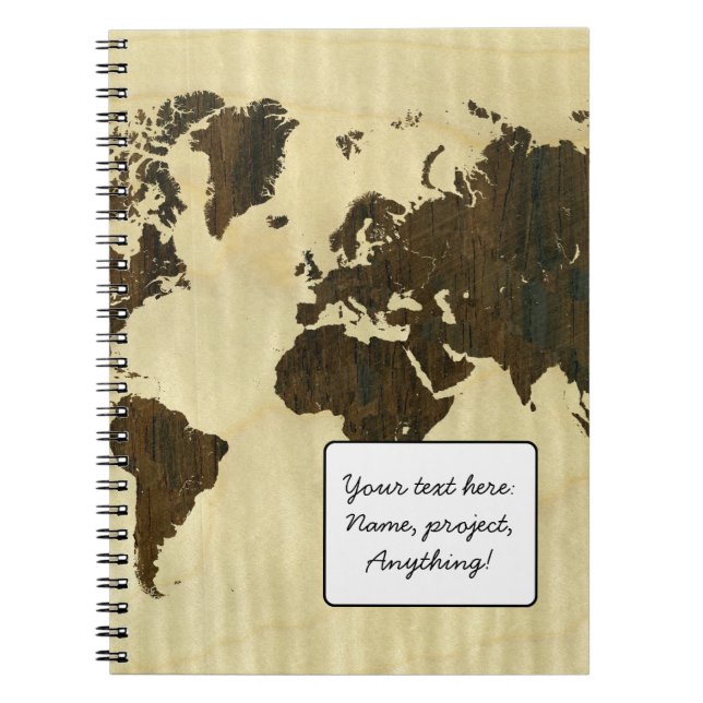 Rio Rosewood and Curly Maple World Map.jpg Spiral Notebook (Front)