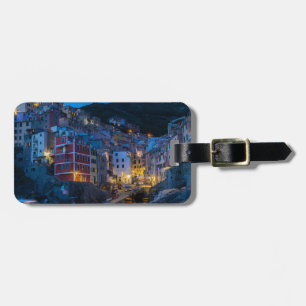 Riomaggiore at night Cinque Terre Liguria Italy Luggage Tag
