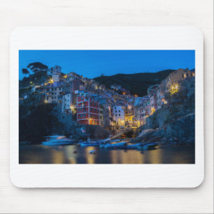 Riomaggiore at night Cinque Terre Liguria Italy Mouse Pad