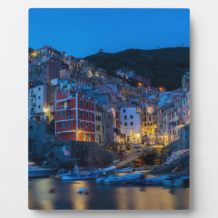 Riomaggiore at night Cinque Terre Liguria Italy Plaque