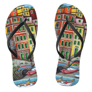 Riomaggiore Cinque Terre Custom Adult, Slim Straps Jandals