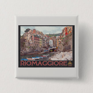 Riomaggiore Harbour (black) 15 Cm Square Badge