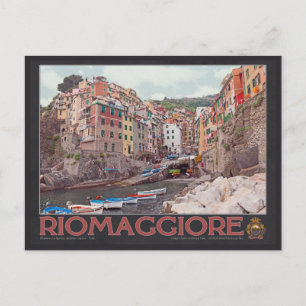 Riomaggiore Harbour (black) Postcard