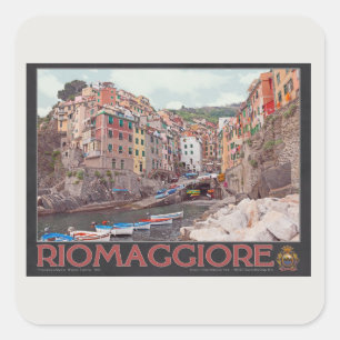 Riomaggiore Harbour - on Black.jpg Square Sticker