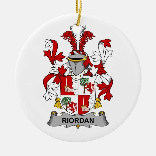 Riordan Family Crest Ceramic Tree Decoration (Front)