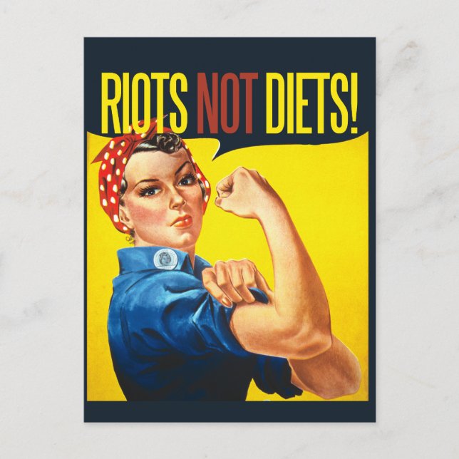 Riots not Diets - vintage feminism Postcard (Front)