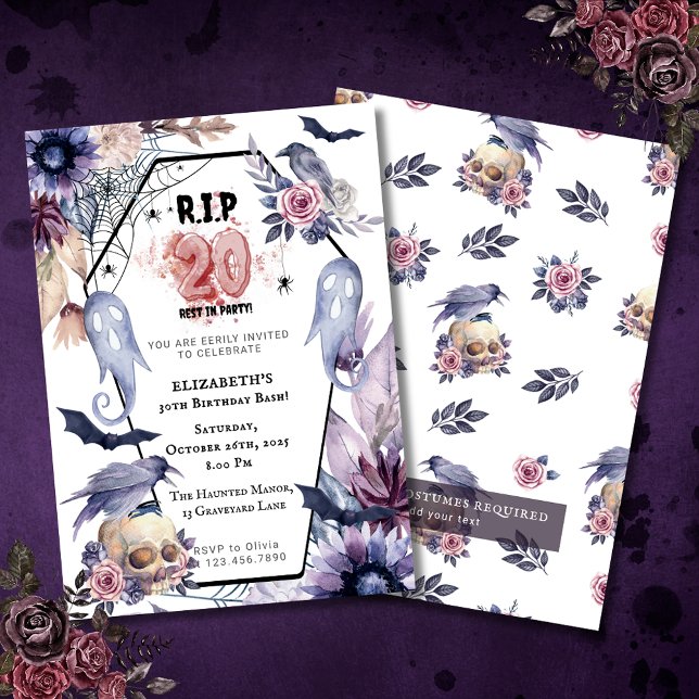 RIP 20 Birthday Gothic Halloween Milestone funeral Invitation (Creator Uploaded)