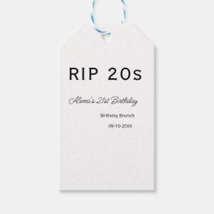 RIP 20s 21st birthday simple minimal brunch date n Gift Tags