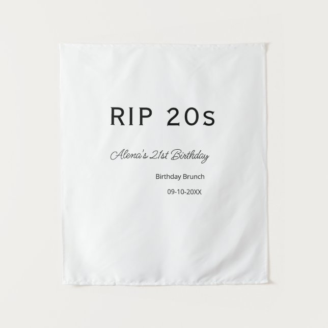 RIP 20s 21st birthday simple minimal brunch date n Tapestry (Front)