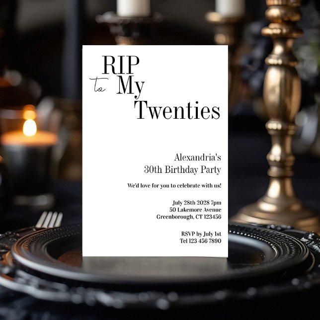 RIP 20s 30th Birthday Minimal Party Invitation (Creator Uploaded)
