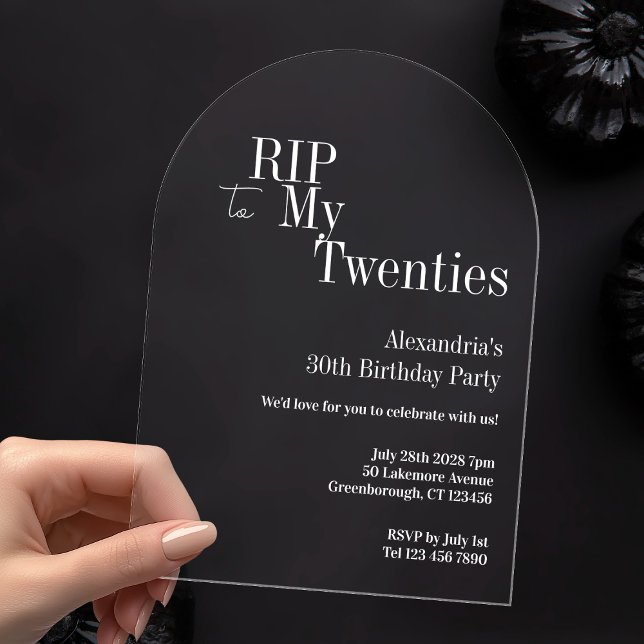 RIP 20s 30th Birthday Party Acrylic Invitations (Creator Uploaded)