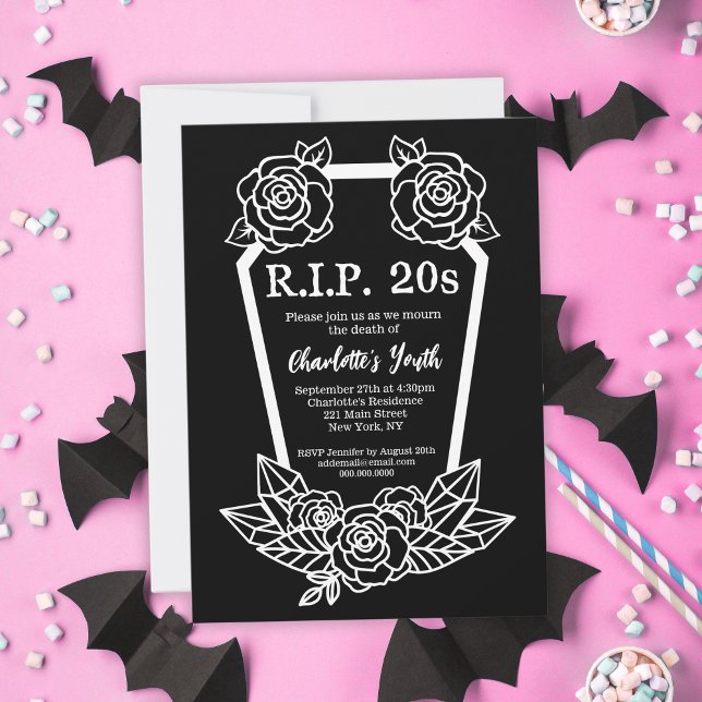 Rip 20s Black Roses Coffin 30th Birthday Party Invitation (Rip 20s Black Roses Coffin 30th Birthday Party Invitation
)