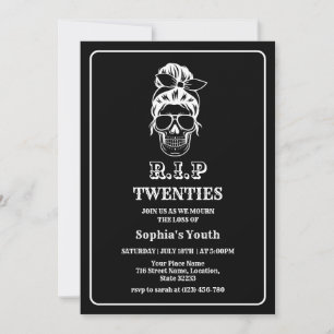 RIP 20s Death to my Youth 30th Black Birthday Invitation