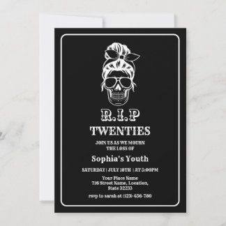 RIP 20s Death to my Youth 30th Black Birthday Invitation