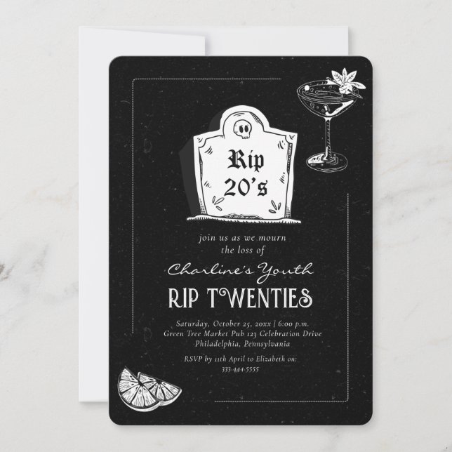 RIP 20s skull Black 30th Birthday Party Invitation (Front)