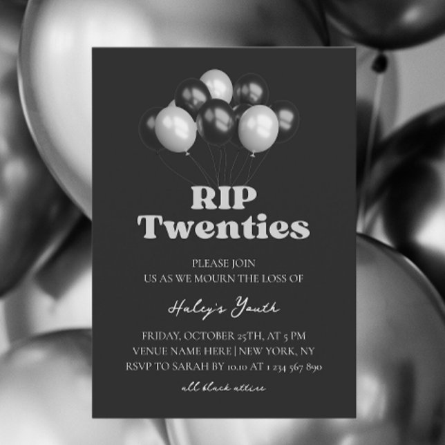 RIP 20s Twenties Funeral Elegant 30th Birthday Invitation (Creator Uploaded)