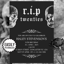 RIP 20s Twenties Funny Skull Funeral 30th Birthday