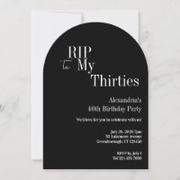 RIP 30s 40th Birthday Black and White Party