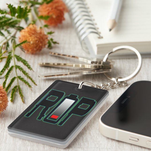 RIP Battery Acrylic Keychain (Front Right)