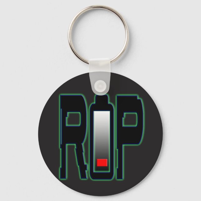 RIP Battery Button Keychain (Front)
