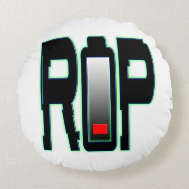 RIP Battery Round Pillow (Front)