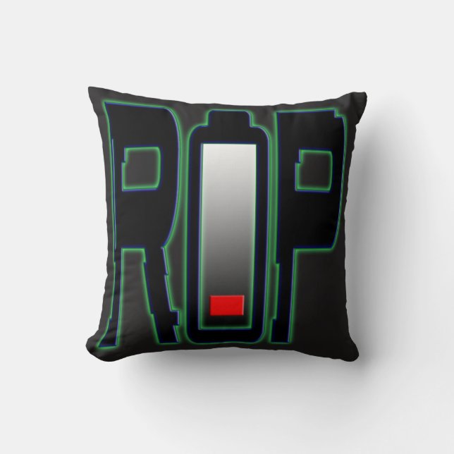 RIP Battery Throw Pillow (Front)