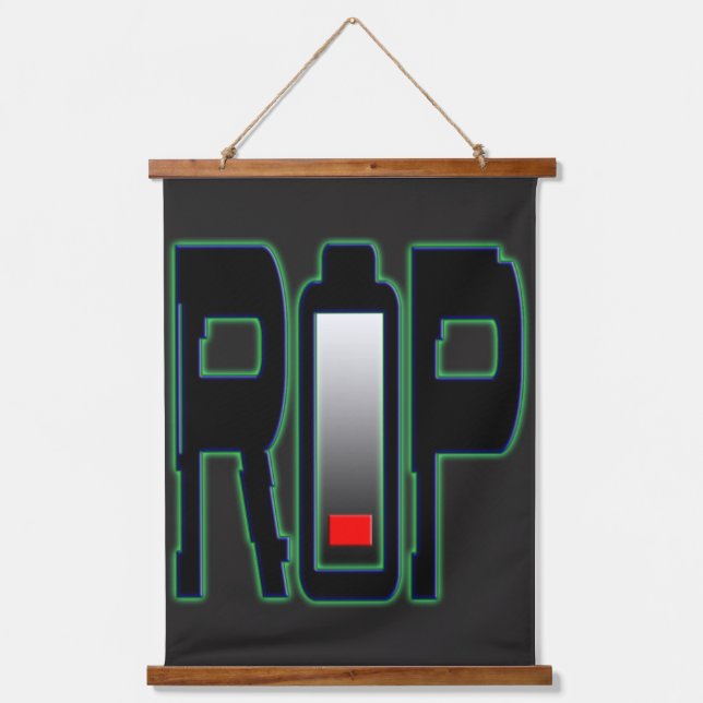 RIP Battery Wood Topped Wall Tapestry (Front)