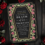 Rip Death to my 30s 40th Gothic Birthday Party  Invitation<br><div class="desc">It’s time to bid farewell to the thirties & embrace the forties in style! These 40th birthday invites feature a sleek coffin design on roses & thorns with the text 'Death to Her Thirties'—perfect for a dark, glamourous celebration! Order now & make this milestone unforgettable! Please note that the gold...</div>