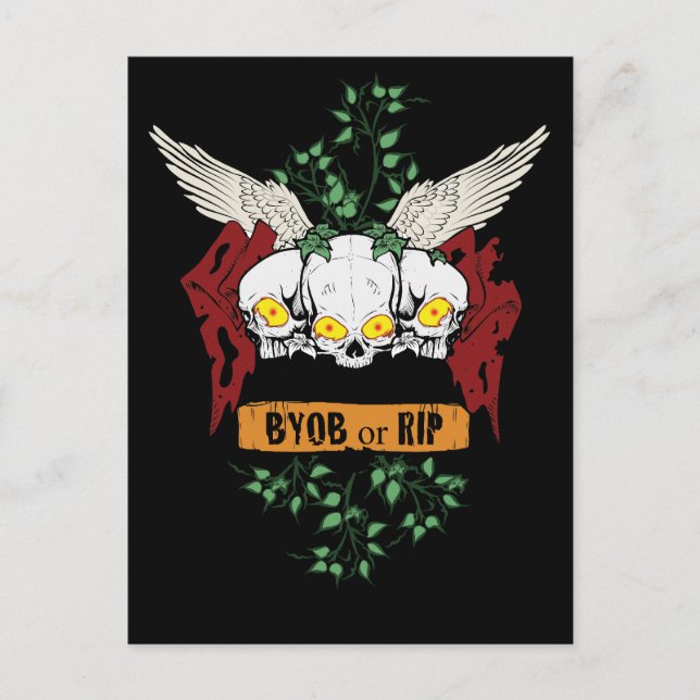 RIP Evil Skulls Halloween Invite With Bloody Text (Front)