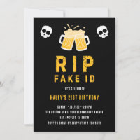 RIP Fake ID Funny Beer Drinking Joke 21st Birthday